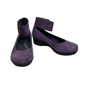 Dansko LULU Ankle Strap Shoes Mary Jane Purple Suede Leather Womens EUR 36 US 5.